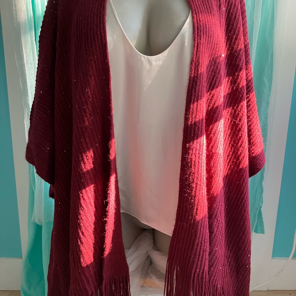 Chic Burgundy Women's Poncho